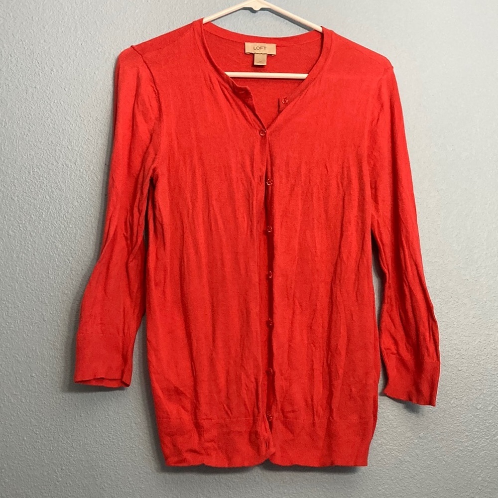 Loft Cotton Cardigan - Like New - Salmon - Medium